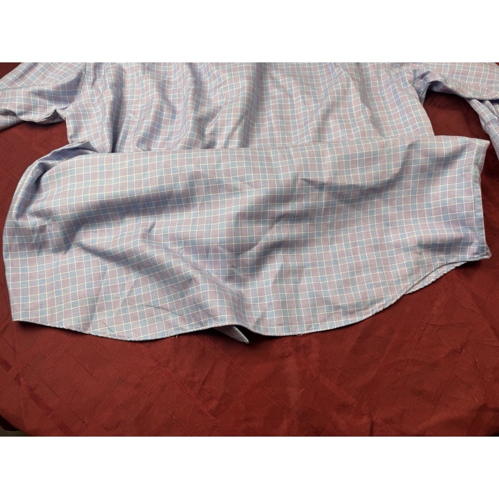 Pronto Uomo Non-Iron Classic Fit Blue Purple Check Dress Shirt 18 32/33 - Picture 8 of 8